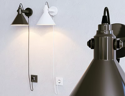 Modern Wall Lamps With Black White And Metallic Shades For Indoor Decoration 3d model