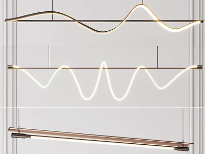Modern Wavy Chandelier With White Light And Metal Frame For Interior Design 3d model