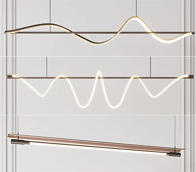 Modern Wavy Chandelier With White Light And Metal Frame For Interior Design 3d model