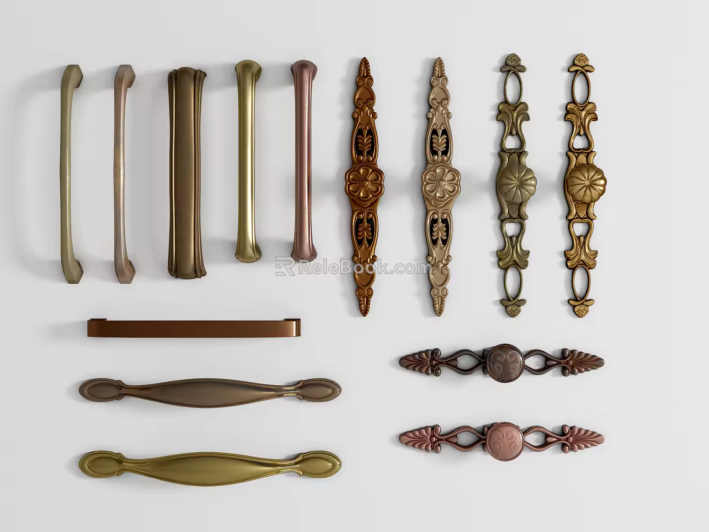 New Chinese Handle Ancient Brass Handle Furniture Hardware 3d model