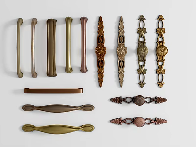 New Chinese Handle Ancient Brass Handle Furniture Hardware 3d model
