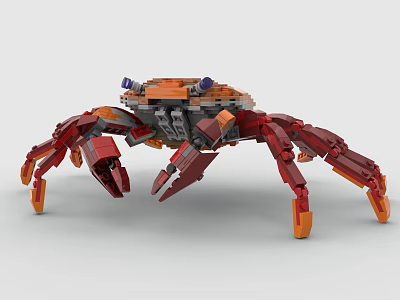 Red And Orange Crab Shaped Building Block Toy With Mechanical Legs 3d model Red And Orange Crab Shaped Building Block Toy With Mechanical Legs 3d model