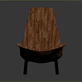 Modern Wooden Chair With Curved Backrest Seat And Black Metal Legs