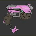 Pink And Gray Pistol With ROX Lettering Brown Grip And Rabbit Charm
