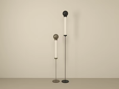Modern Minimalist Floor Lamps With Two Different Heights White Cylinder And Black Gold Bases 3d model