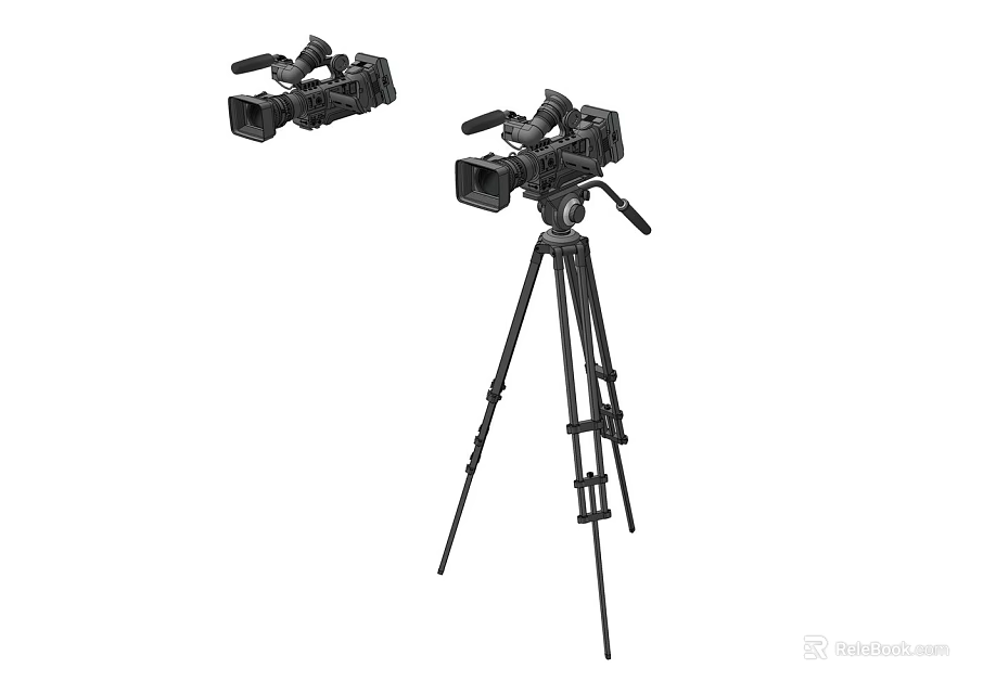 High Quality Digital Camcorders With Tripod Mounted And Standalone Video Recording Devices 3d model 