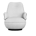 Modern White Single Sofa With Brown Armrests And Rounded Black Base Design 3d model