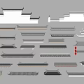 Traditional Chinese Architectural Components With Various Roof Eaves And Decorative Details