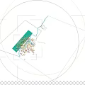 Birds Eye View Planning of Tented Structure With Green Lawn Palm Trees and Water Area