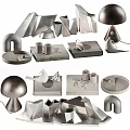 Modern Decorative Ornament Set with Geometric Trays Candle Holders and Figurines