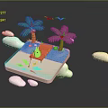 Sci Fi Futuristic Tropical Scene With Advanced Palms Hovering Bridge Mechanical Creature And Energy Ripples