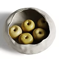 Fresh Green Apples Placed in a Gray Textured Ceramic Bowl with Smooth Surface