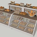 Bakery Display Shelves With Glass Doors And Transparent Cases Showcasing Fresh Bread And Assorted Pastries