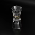 Transparent Glass Cup With Gold Ring And Reflection On Black Background 3d model