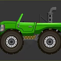 Green Monster Truck With Large Tires Open Top And Silver Grille