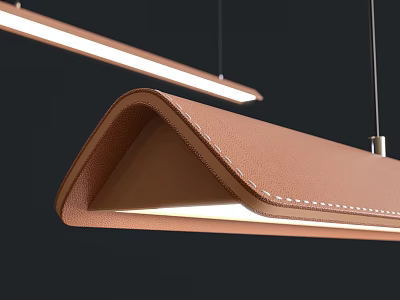Pair of Modern Leather Pendant Lights With Long Stitched Design And Warm Illumination 3d model
