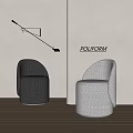 Dark Gray and Beige Upholstered Stools in POLIFORM Space with Light Wall and Black Wall Lamp
