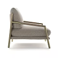 Sleek Modern Accent Chair with Brass Frame and Fabric Upholstered Cushioned Seat