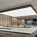 Modern Sales Office Interior Design With Marble Reception Desk And Recessed Lighting