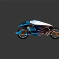 Futuristic Motorcycle Design With Geometric Shapes Sleek Blue Black Accents And Large Wheels