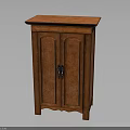 Classic Wooden Storage Cabinet With Two Doors And Black Handles Design