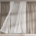 modern curtain fabric curtain gauze curtain fabric curtain 3d model