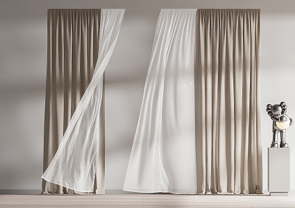 modern curtain fabric curtain gauze curtain fabric curtain 3d model