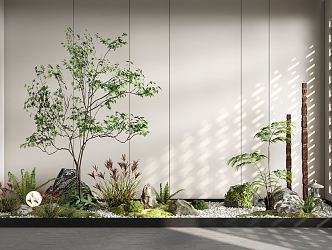 Modern landscape sketch courtyard landscape sketch plant pile landscape tree stone fern pebble moss 3d model