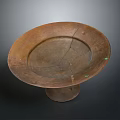 Vintage Wooden Round Tray with Repaired Cracks and Sturdy Base for Home Use