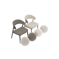 Modern Single Chair With Curved Backrest Wooden Frame And Beige Fabric Seat