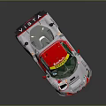High Performance White Red Green Race Car With Rear Wing And Sponsor Logos