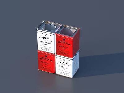 Iron Art Tin Cans In Red And White Stacked 3d model Iron Art Tin Cans In Red And White Stacked 3d model