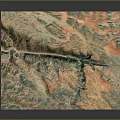 Detailed 3D Terrain Model Featuring Mountain Ranges And Colorful Topographic Regions