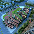 School Buildings Complex Aerial View With Green Spaces And Sports Fields