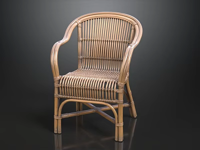 Elegant Wicker Armchair With Natural Material And Comfortable Seat Design 3d model