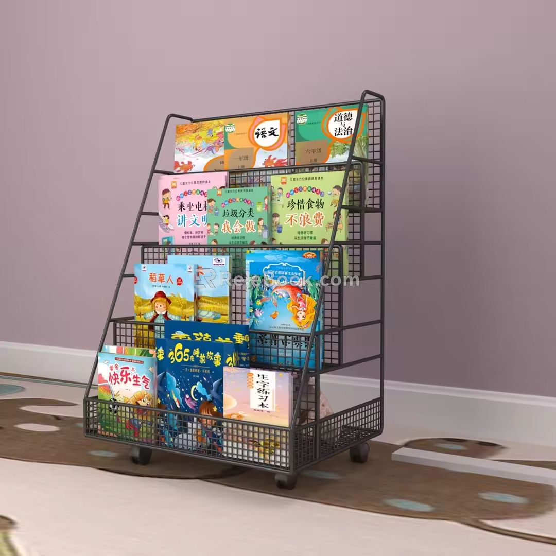 Mobile Bookshelf Grid Bookshelf 3d model
