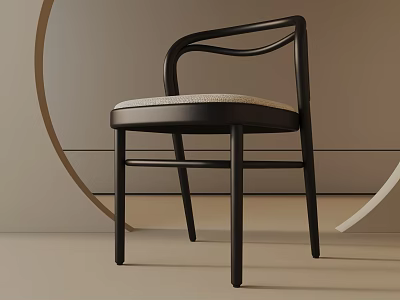 Black Desk Lamp With Curved Arm Light Shade And Circular Decor On Light Wall 3d model