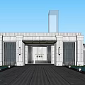 Modern Sales Office Building Display Area Gate 3d model