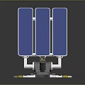 High Tech Weapon Device Integrated With Blue Solar Panels And White Support Structure