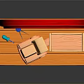 Red Wooden Shoe Cabinet With Arched Top Design Drawers And Lower Shelf For Shoes