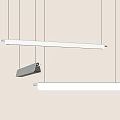 Multiple Modern Linear Pendant Lights Hanging In Minimalist Interior With Warm Glow 3d model