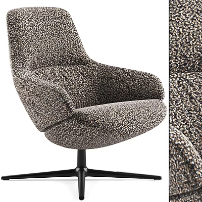 Modern Office Chair With Textured Fabric Upholstery And Black Metal Swivel Base 3d model