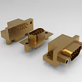 Durable Industrial Equipment Golden Metal Connectors with Multiple Pins and Mounting Holes