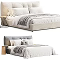 Modern Double Bed Interior Design With Soft Pillows Striped Bedspread And Side Table