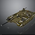 Detailed Military Tank 3D Model With Camouflage Paint Cannon Turret And Tracks