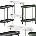 Modern Minimalist Side Tables With Two Tier Design In Black White Green Colors