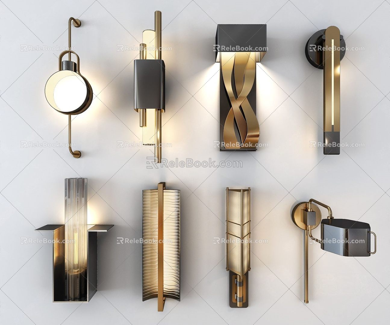 Modern wall lamp combination 3d model