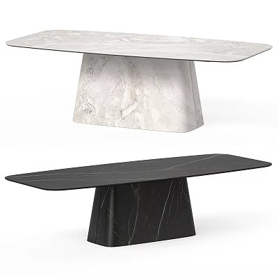 Two Tone Marble Tables Design Featuring White And Black Tops And Bases 3d model