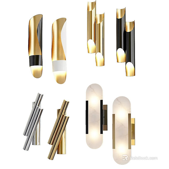 Modern Wall Lamps With Gold Black Silver Finishes And Contemporary Sleek Designs 3d model 