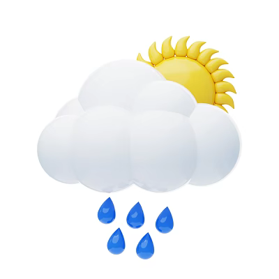 Cute Decorative Ornament Set with Sun Cloud and Raindrop Elements for Home Decoration 3d model
